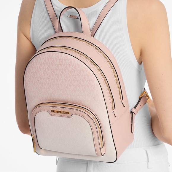 Michael Kors Jaycee Medium Ombré Signature Logo Backpack Powder Blush Multi - Picture 4 of 10
